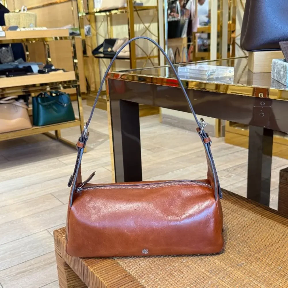 Tory Burch Rory Glazed Shoulder Bag 182691 $450 Aged Brown
